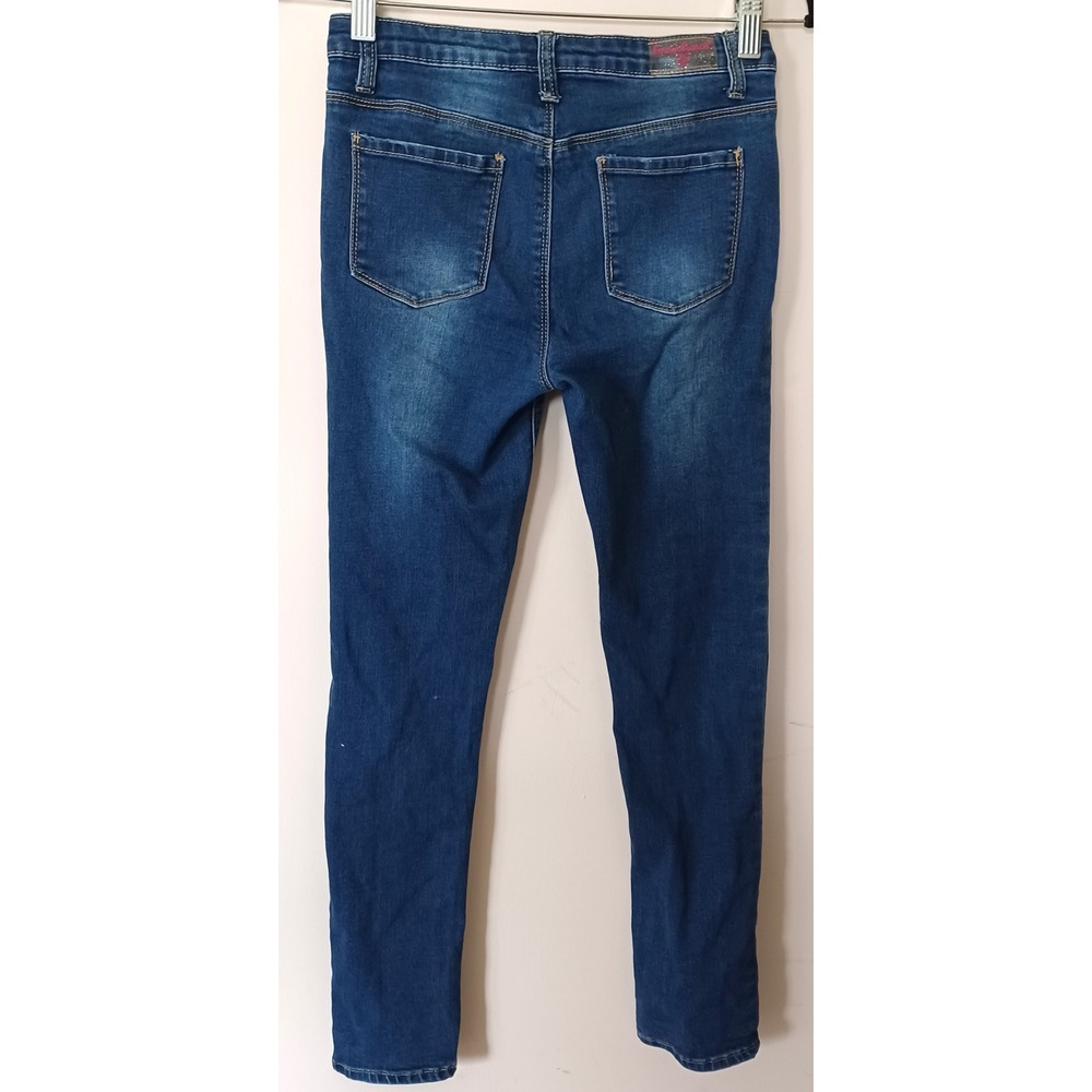Bonnie Bianca Girls Sz 14 Blue Skinny Jeans Heart Detail Glitter Button Y2K‎